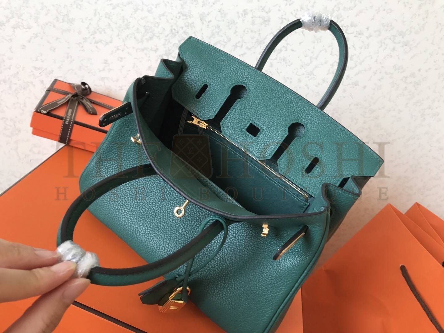 H**me5 Malachite Birkin 25cm Clemence Handmade Bag Master Quality