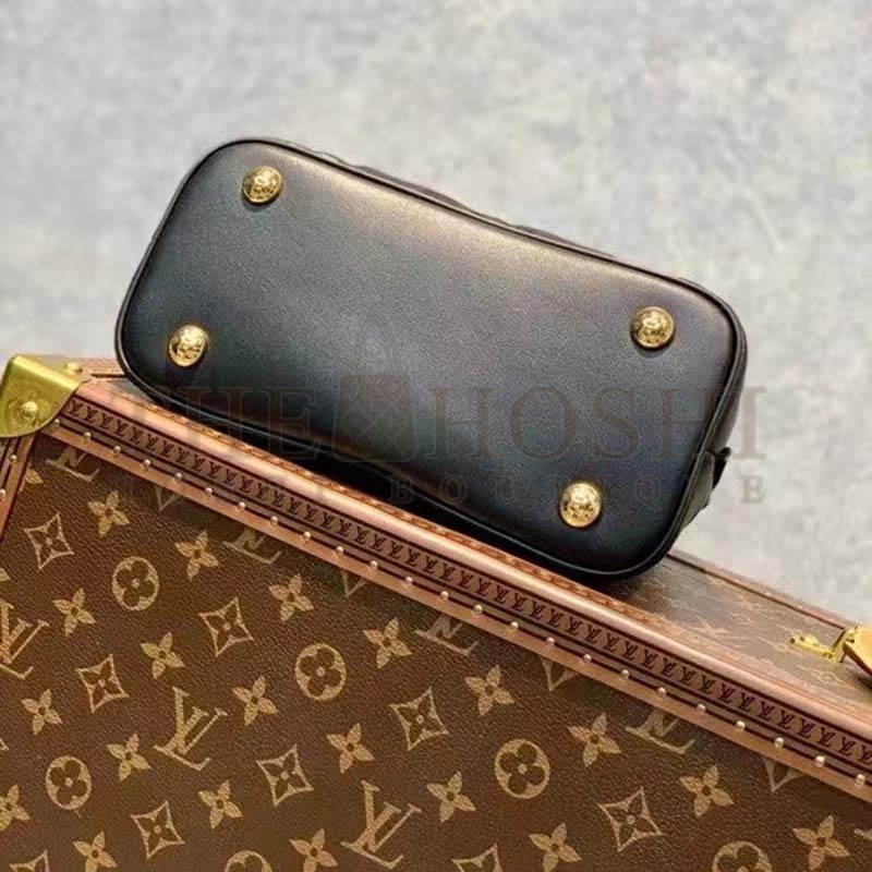 L0vis Vvtt0n LV Women Alma BB Handbag Black Quilted Embroidered Smooth Calf Master Quality