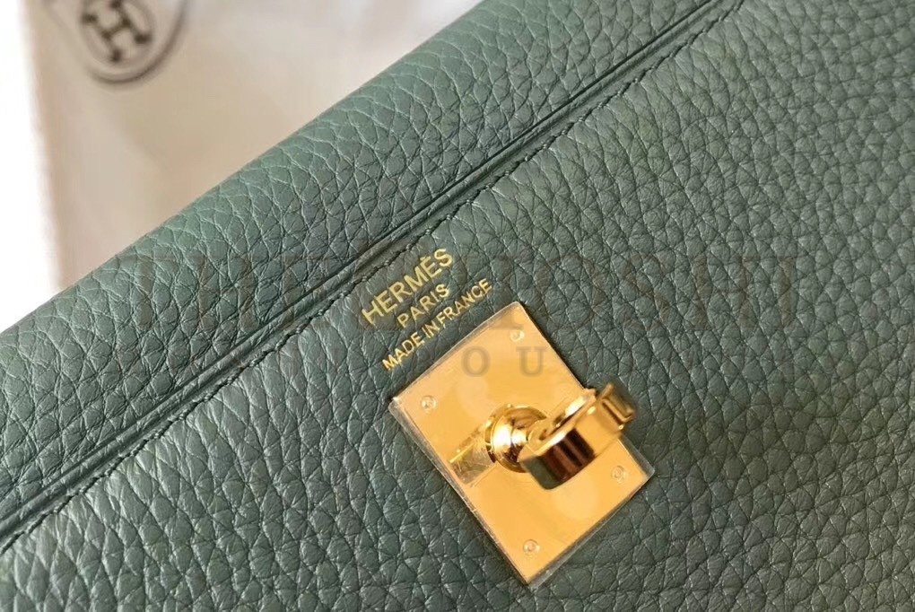 H**me5 Kelly 25cm Retourne Bag In Vert Amande Clemence Leather Master Quality