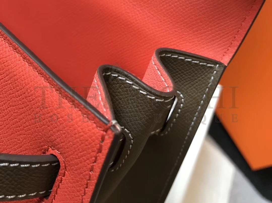 H**me5 Bi-color Kelly 32cm Epsom Bag Piment/Taupe GHW Master Quality