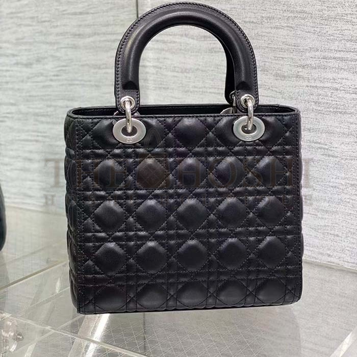 D10r Women CD Medium Lady D10r Bag Black Cannage Lambskin Silver Master Quality