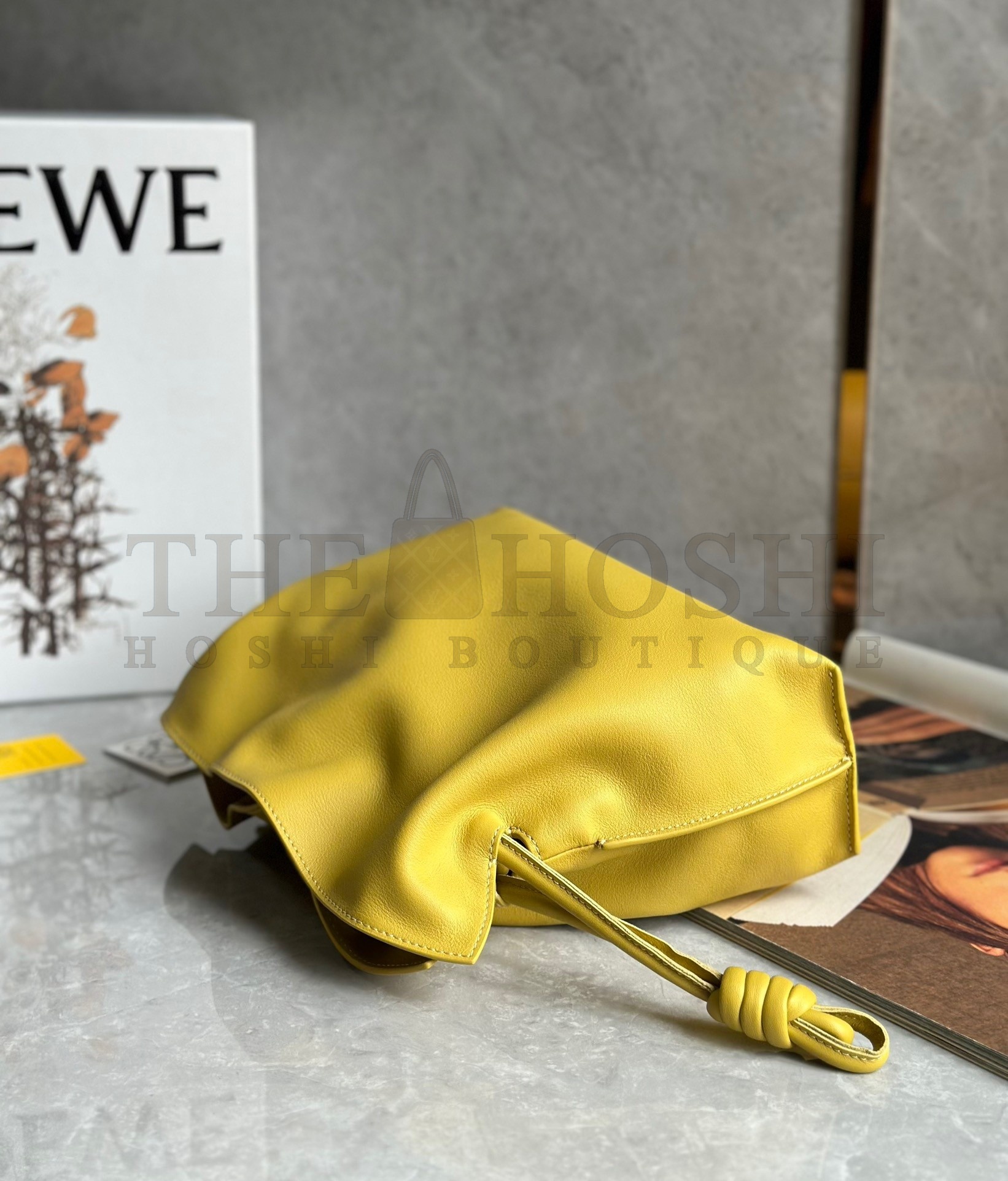 L0ew* Flamenco Clutch Bag In Pale Yellow Leather Master Quality