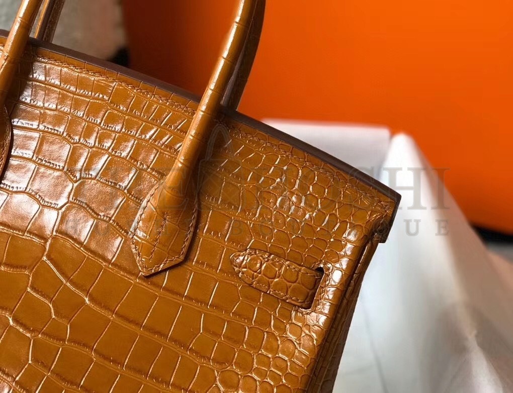 H**me5 Birkin 30cm Bag In Gold Embossed Crocodile Leather Master Quality