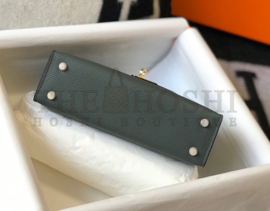 H**me5 Kelly Mini II Sellier Bag In Vert Amande Epsom Leather GHW Master Quality