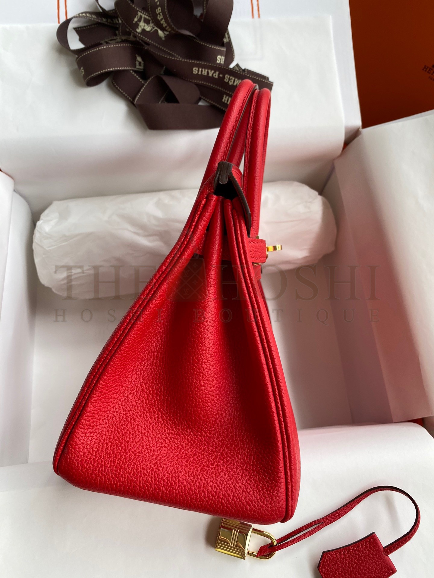 H**me5 Birkin 25 Retourne Handmade Bag In Red Clemence Leather Master Quality