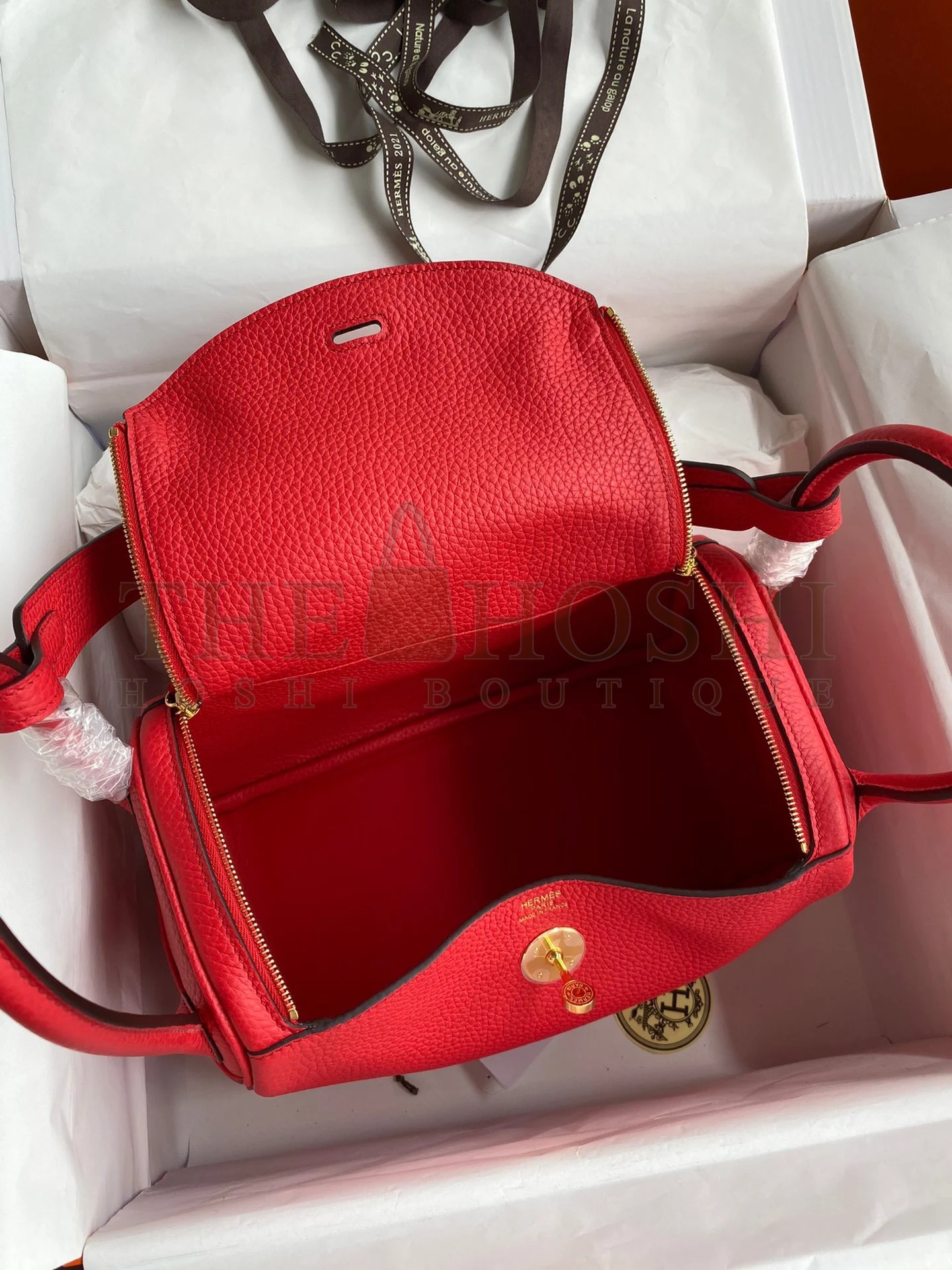 H**me5 Lindy 26 Handmade Bag In Red Clemence Leather Master Quality