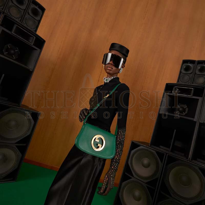 Gvc*1 Women GG Blondie Shoulder Bag Emerald Green Leather Round Interlocking G Master Quality