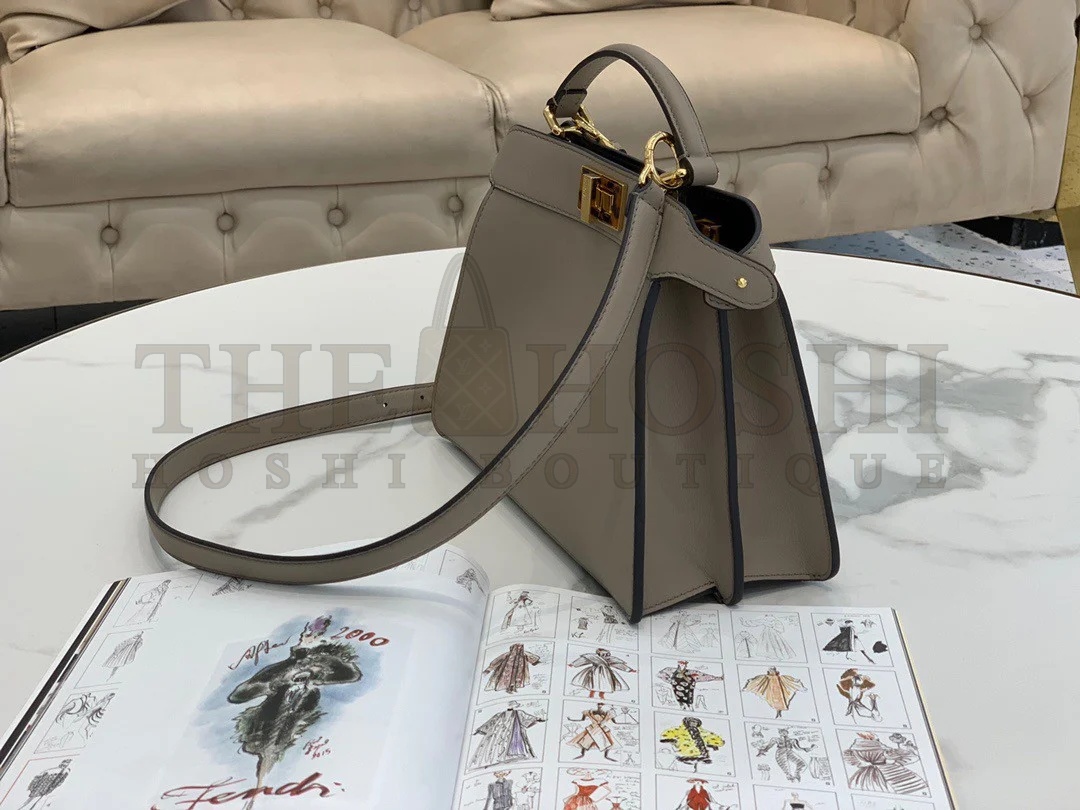 F**di Peekaboo ISeeU Small Bag In Grey Calfskin Master Quality