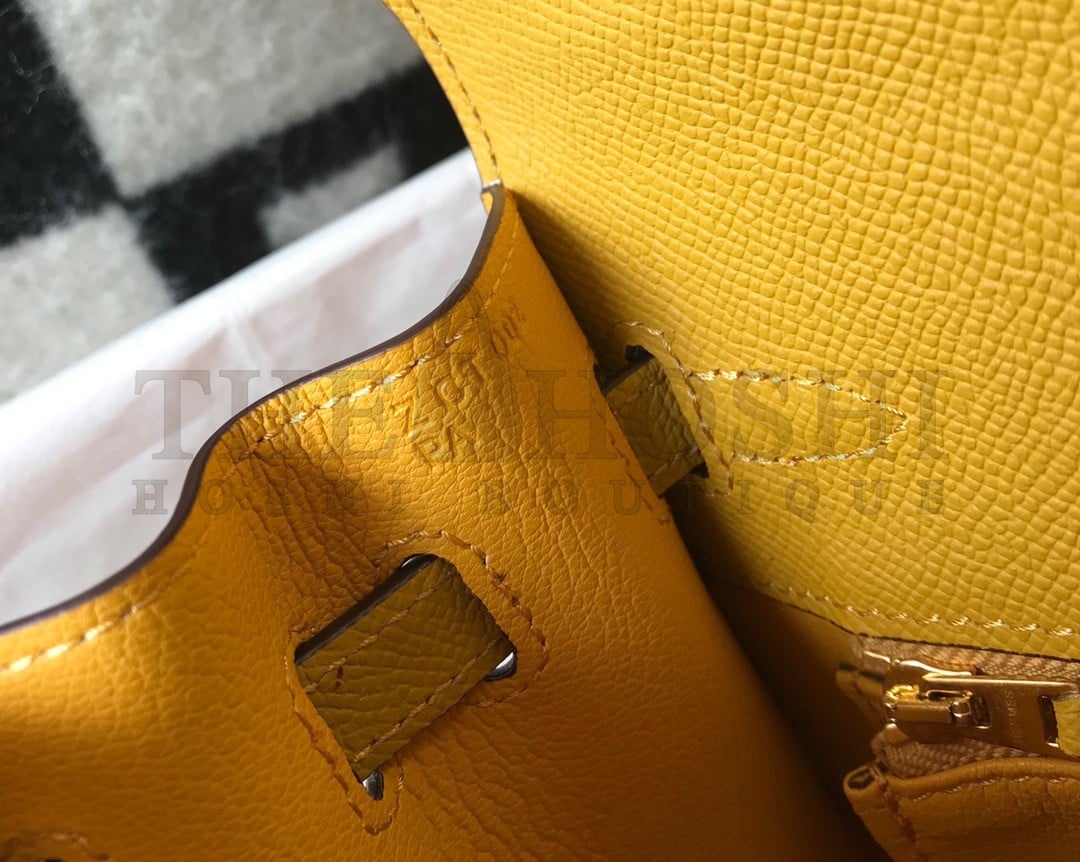 H**me5 Kelly 25cm Retourne Bag in Jaune Ambre Clemence Leather GHW Master Quality