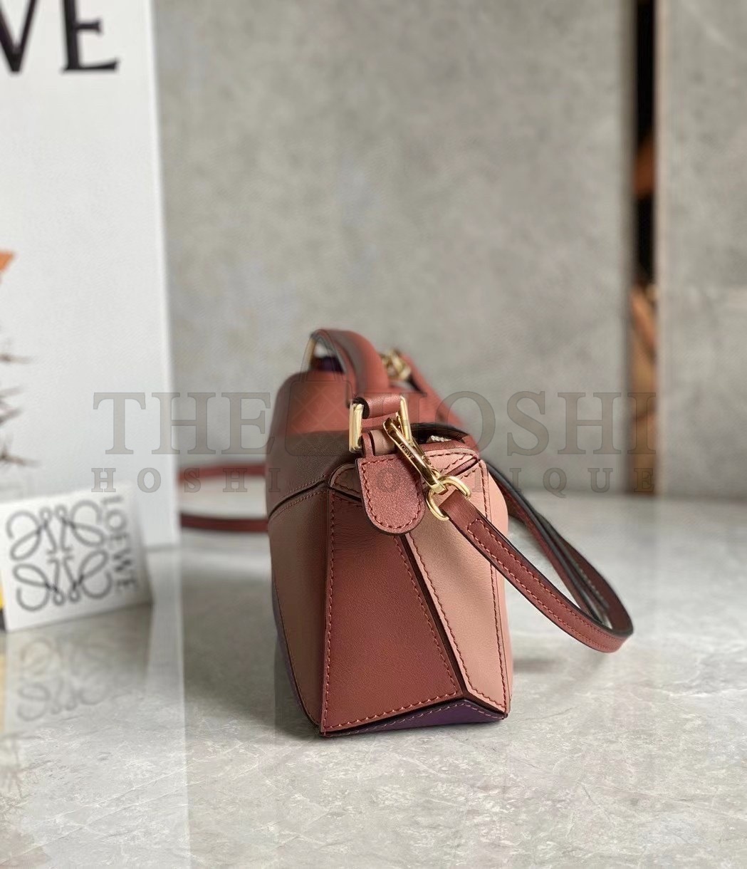 L0ew* Puzzle Mini Bag In Purple/Caramel/Blossom Calfskin Master Quality