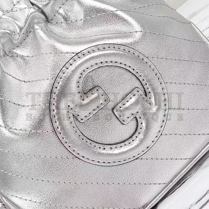 Gvc*1 Women GG Blondie Mini Bucket Bag Silver Metallic Leather Master Quality