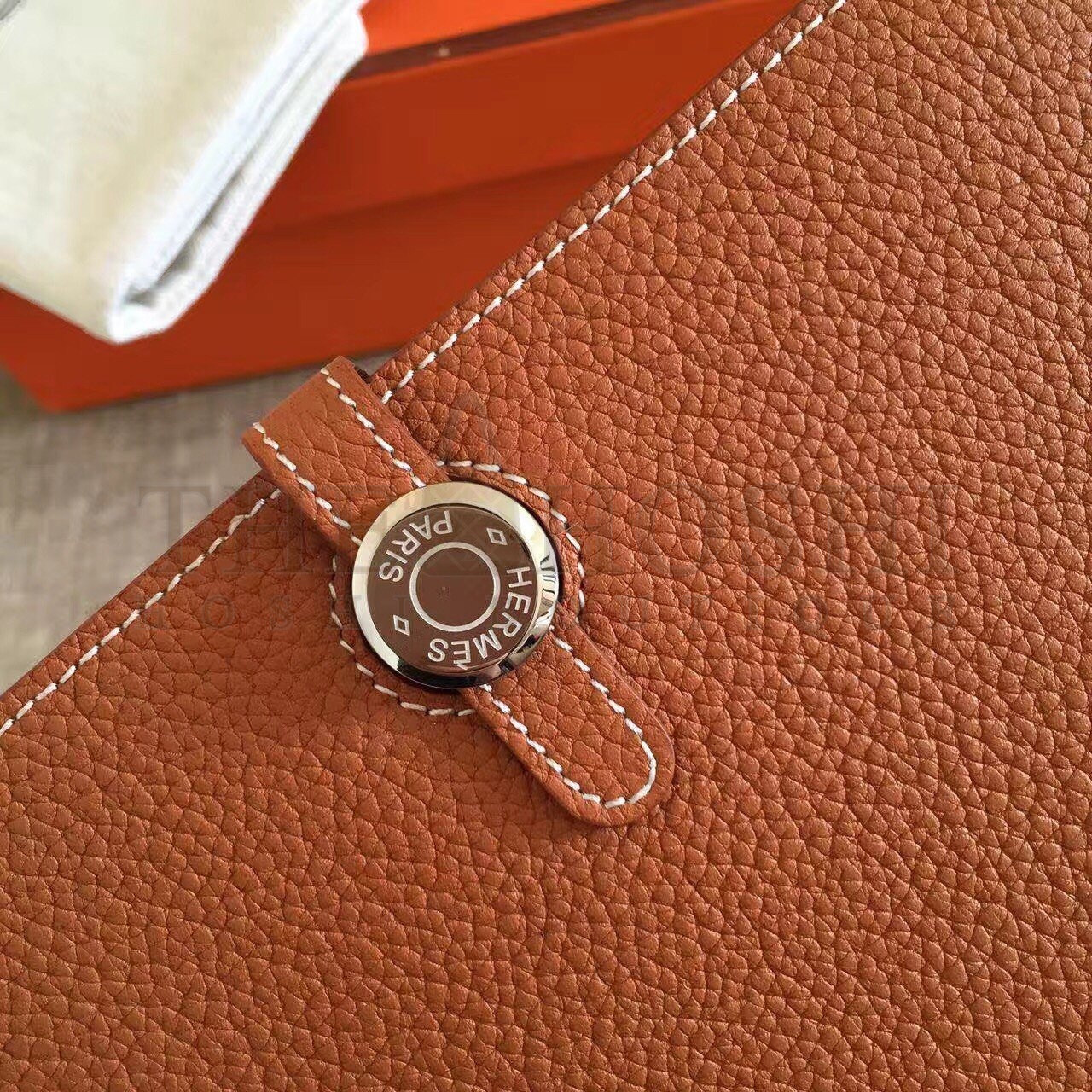 H**me5 Dogon Duo Wallet in Gold Clemence Leather Master Quality