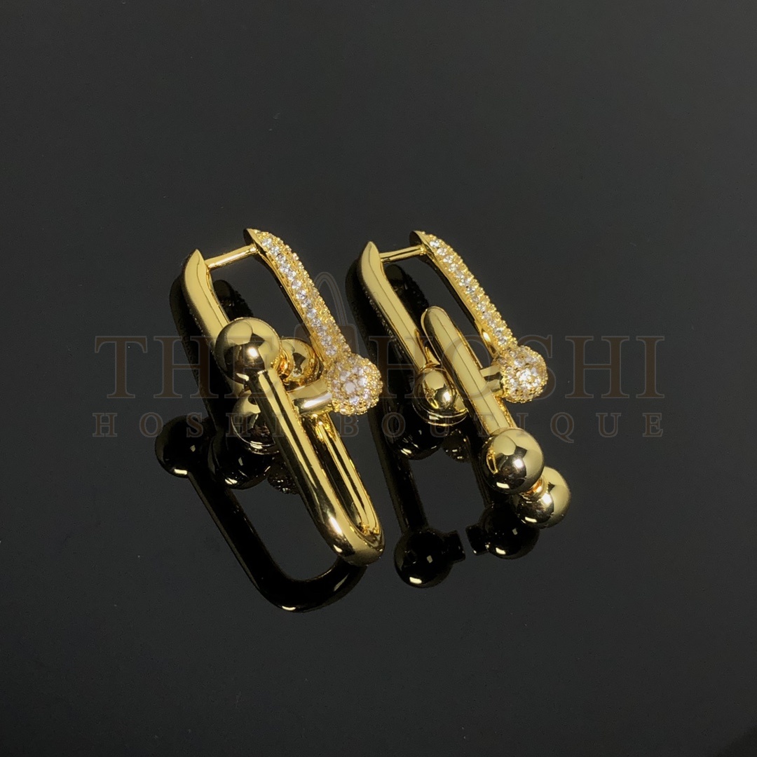 T*f*ny Earrings New Half D1am0nd Double U Ear Dangle Master Quality