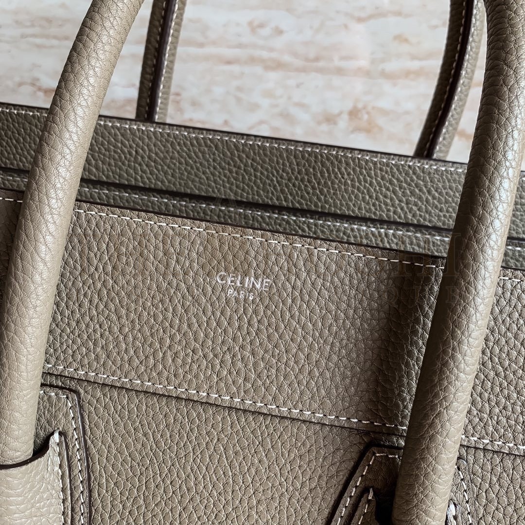 Ce1i*e Mini Luggage Tote Bag In Souris Drummed Calfskin Master Quality