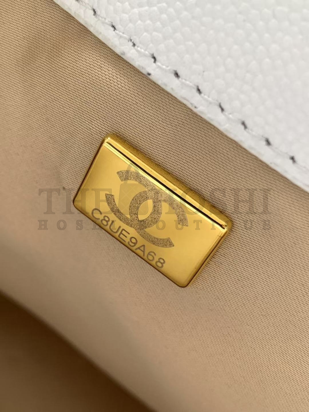 Ch**el 25C AS5293 Hobo Drawstring Bag White Caviar Leather with Gold Chain 30x26x14cm Master Quality