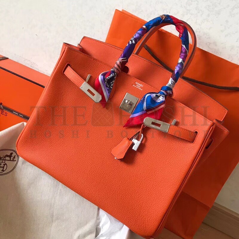 H**me5 Orange Birkin 35cm Clemence Handmade Bag Master Quality