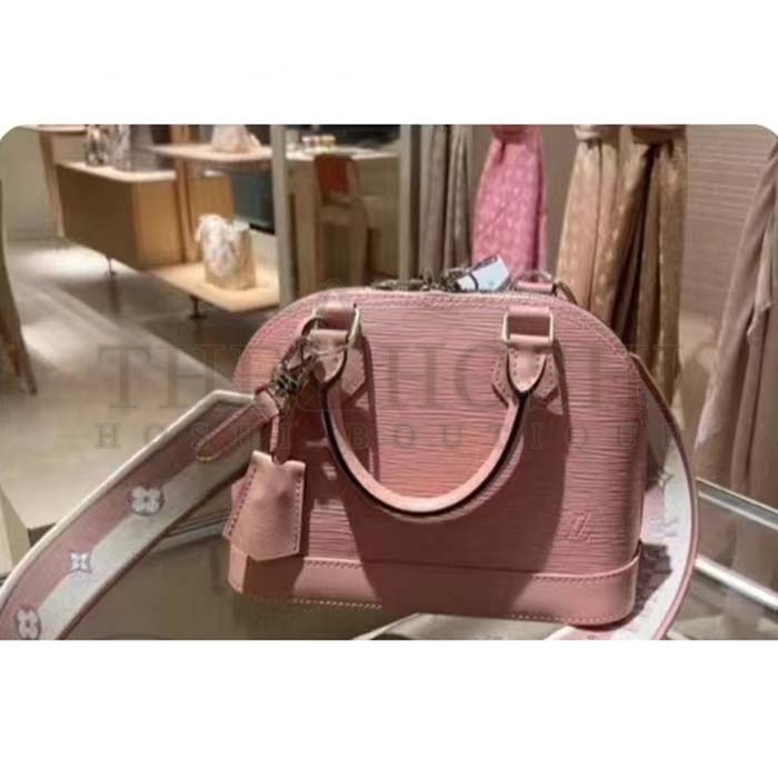 L0vis Vvtt0n LV Women Alma BB Handbag Rose Trianon Pink Epi Grained Cowhide Leather Master Quality