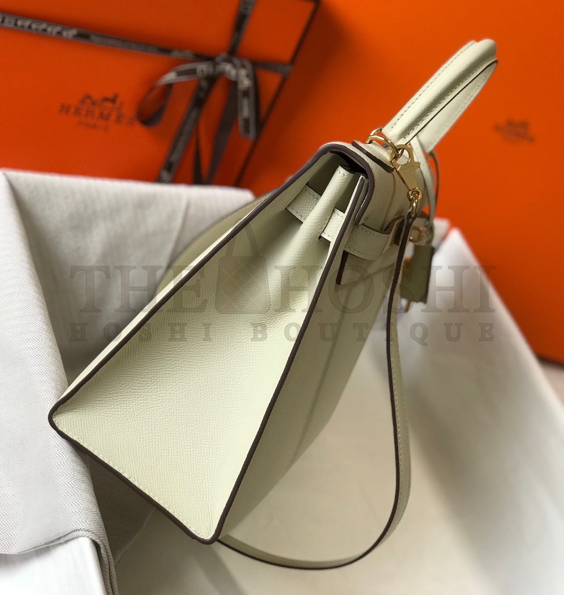 H**me5 Kelly 32cm Sellier Bag in Craie Epsom Calfskin GHW Master Quality