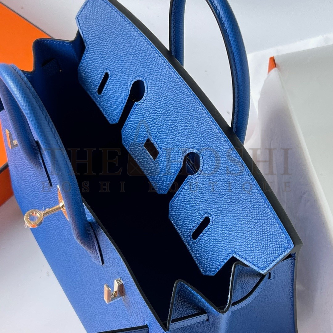 H**me5 Birkin 25 Sellier Handmade Bag In Blue France Epsom Calfskin Master Quality
