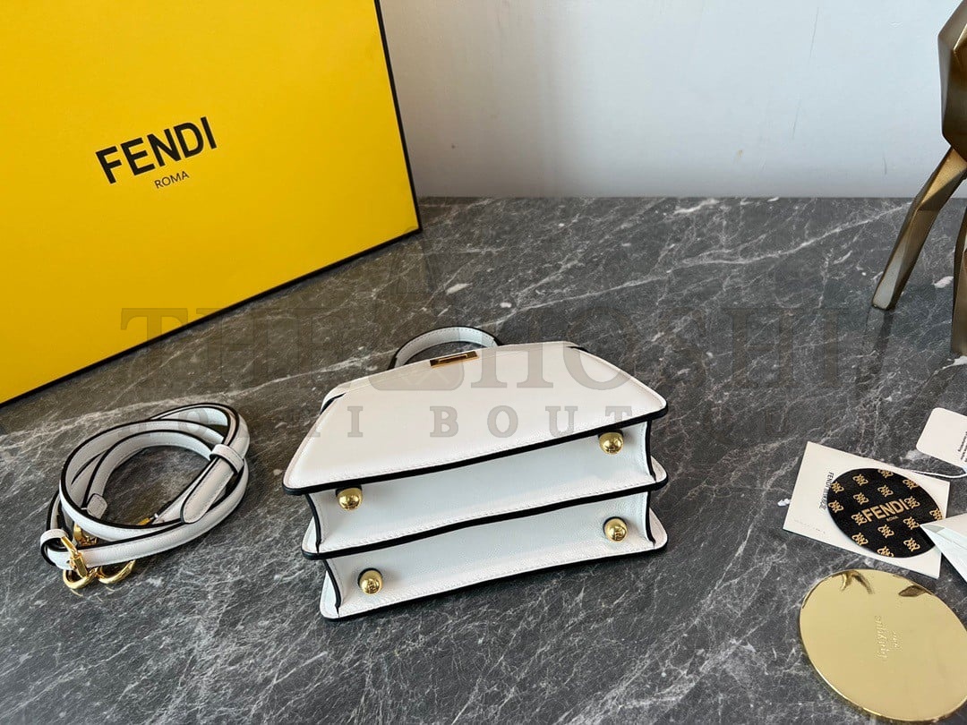 F**di Peekaboo ISeeU Petite Bag In White Nappa Leather Master Quality