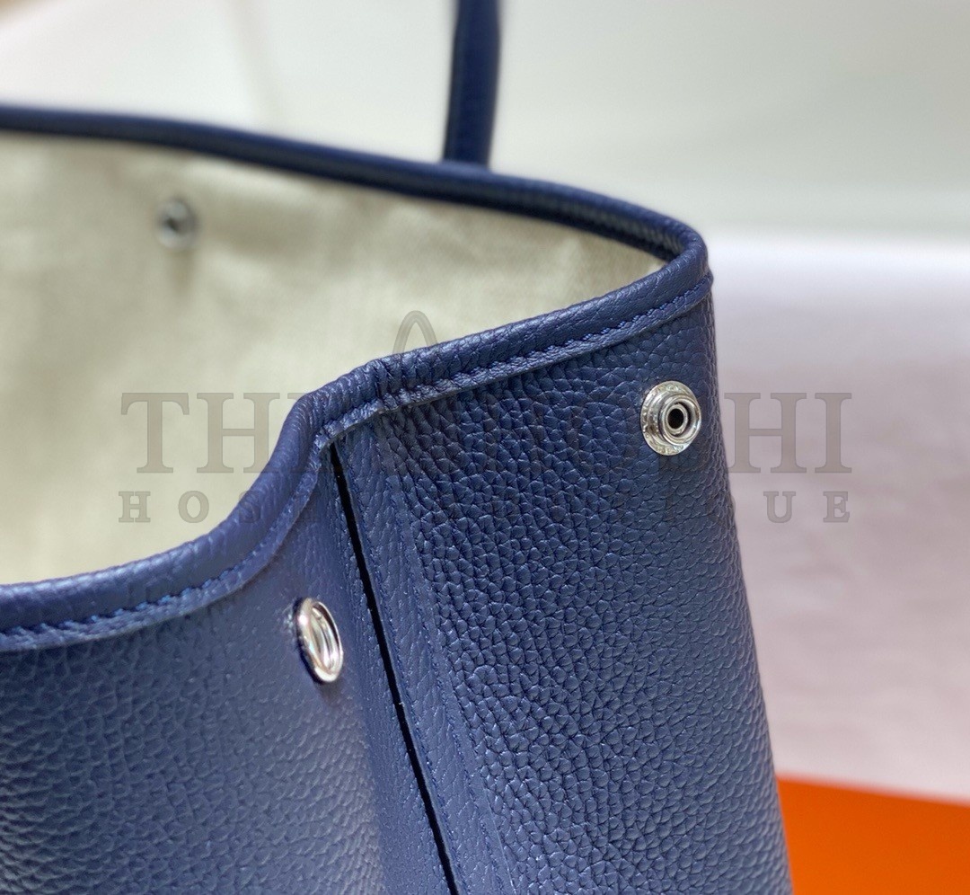H**me5 Garden Party 36 Bag In Blue Saphir Clemence Leather Master Quality
