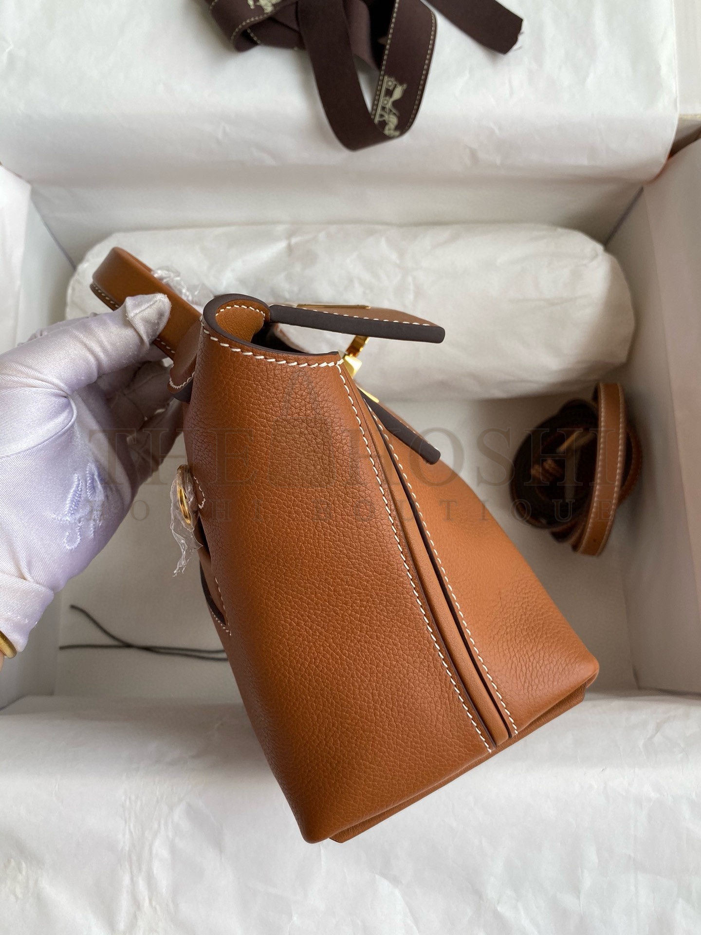 H**me5 24/24 Mini 21 Handmade Bag in Gold Evercolor Leather Master Quality