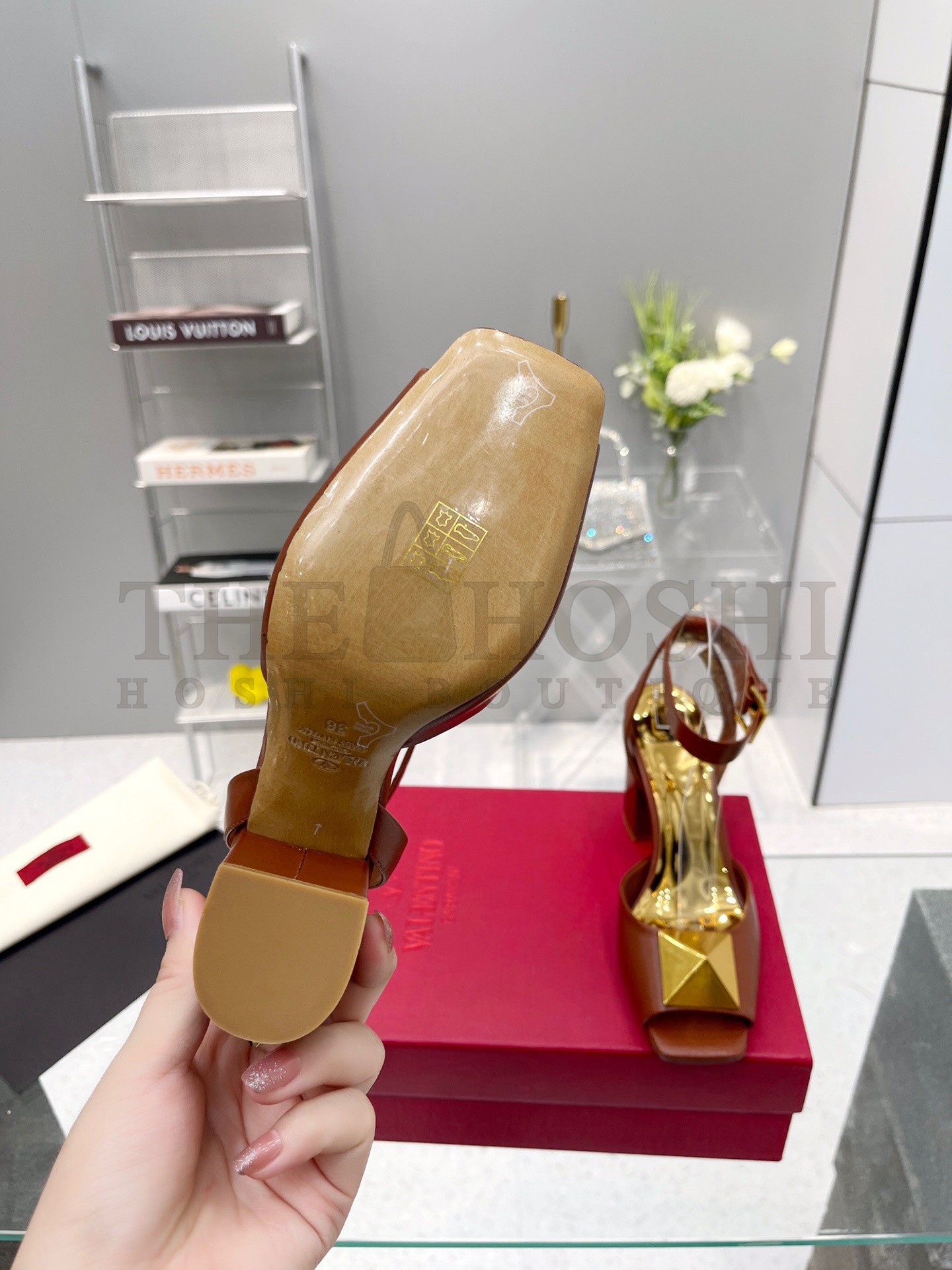 Va1e*ntin0 One Stud Sandals 90mm In Brown Calfskin Master Quality