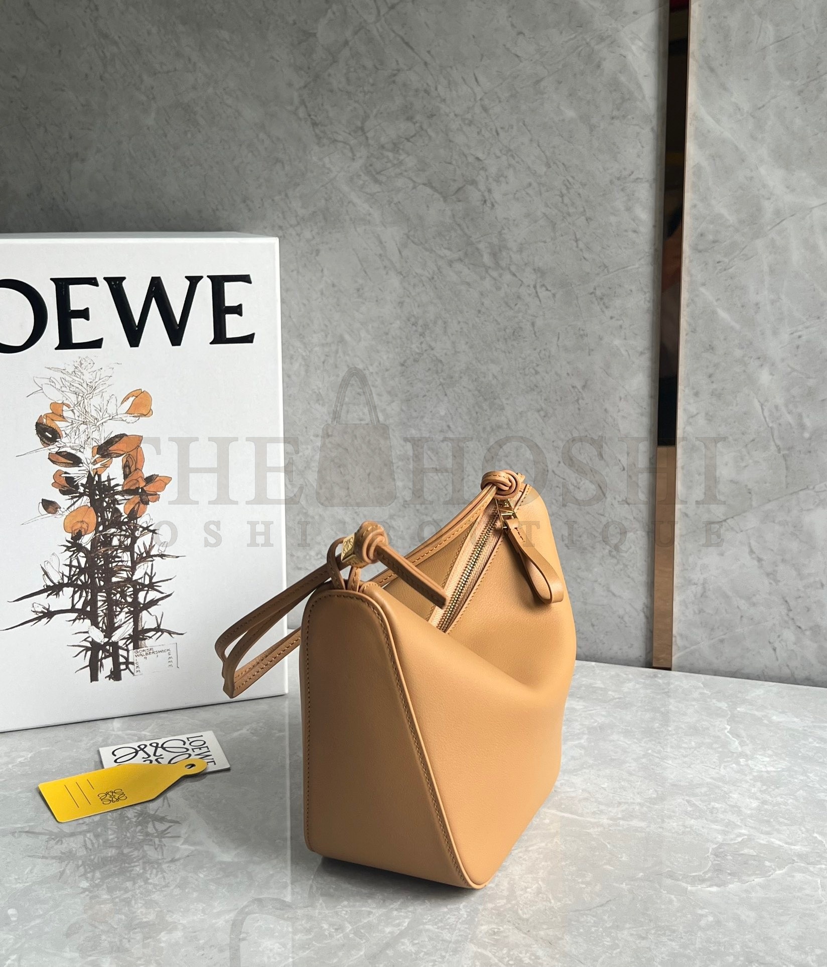 L0ew* Mini Hammock Hobo Bag in Light Brown Calfskin Master Quality