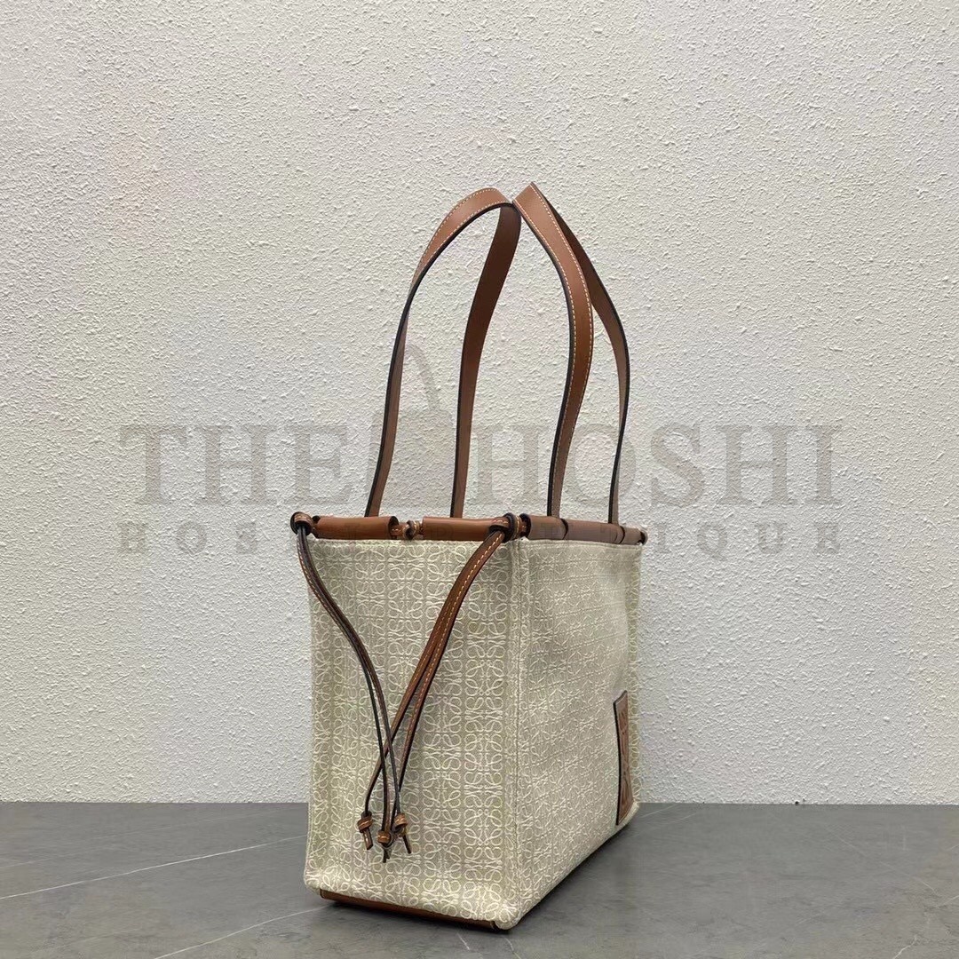 L0ew* Small Cushion Tote In Beige Anagram Jacquard Master Quality