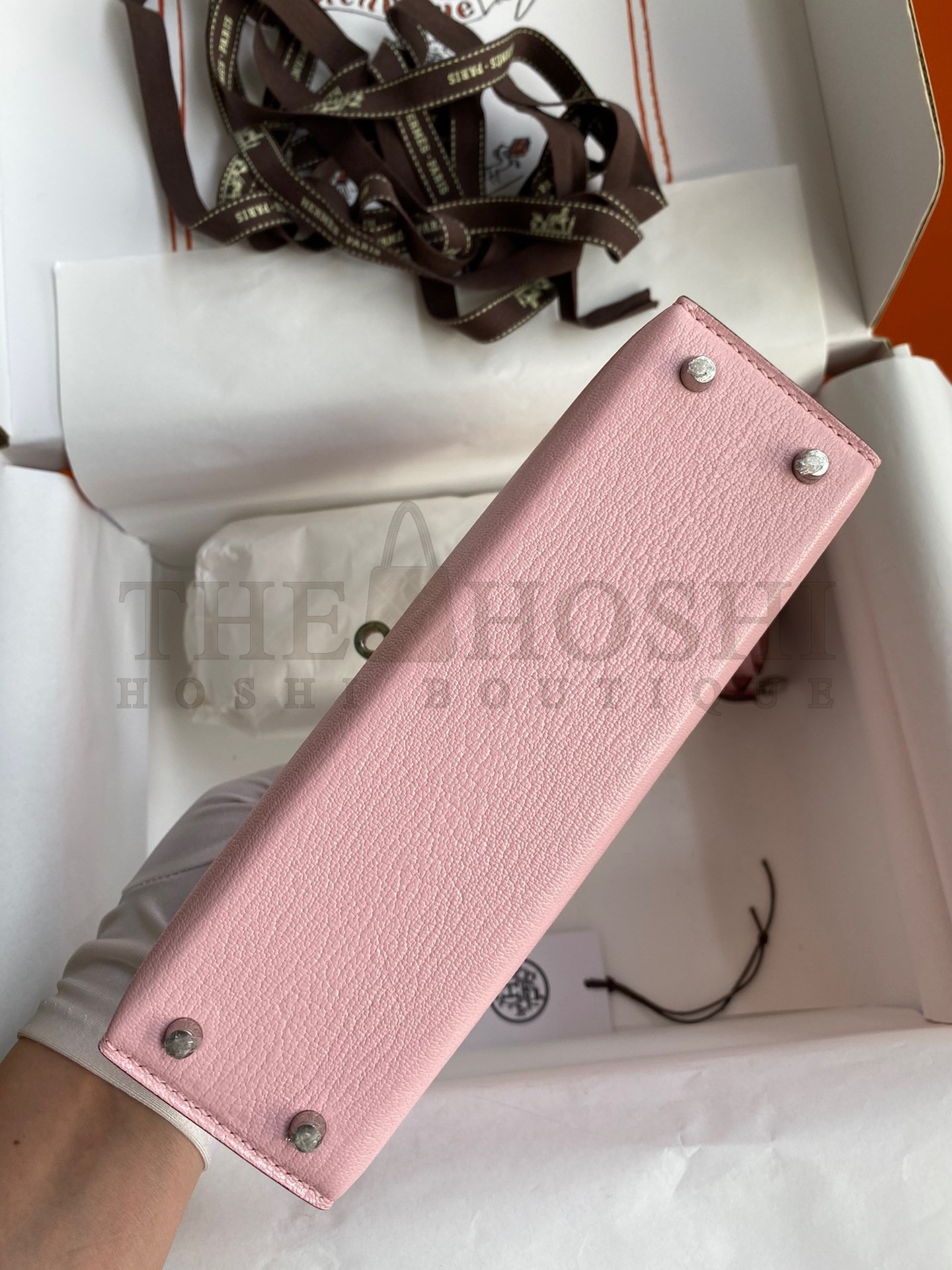 H**me5 Kelly Mini II Sellier Handmade Bag In Rose Sakura Chevre Mysore Leather Master Quality