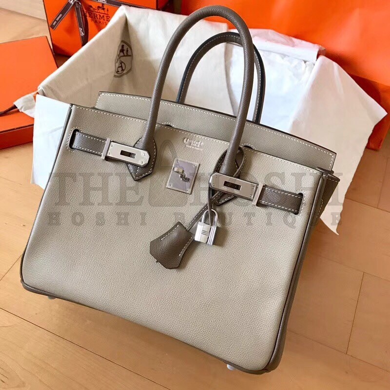 H**me5 Bicolor Epsom Birkin 30cm Handmade Grey Bag Master Quality