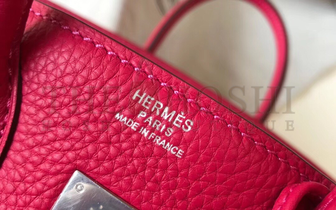 H**me5 Birkin 25cm Bag In Rose Red Clemence Leather Master Quality