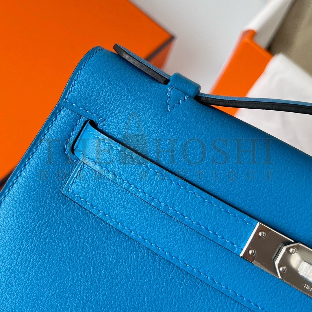 H**me5 Kelly Pochette Handmade Bag In Blue Frida Swift Calfskin Master Quality