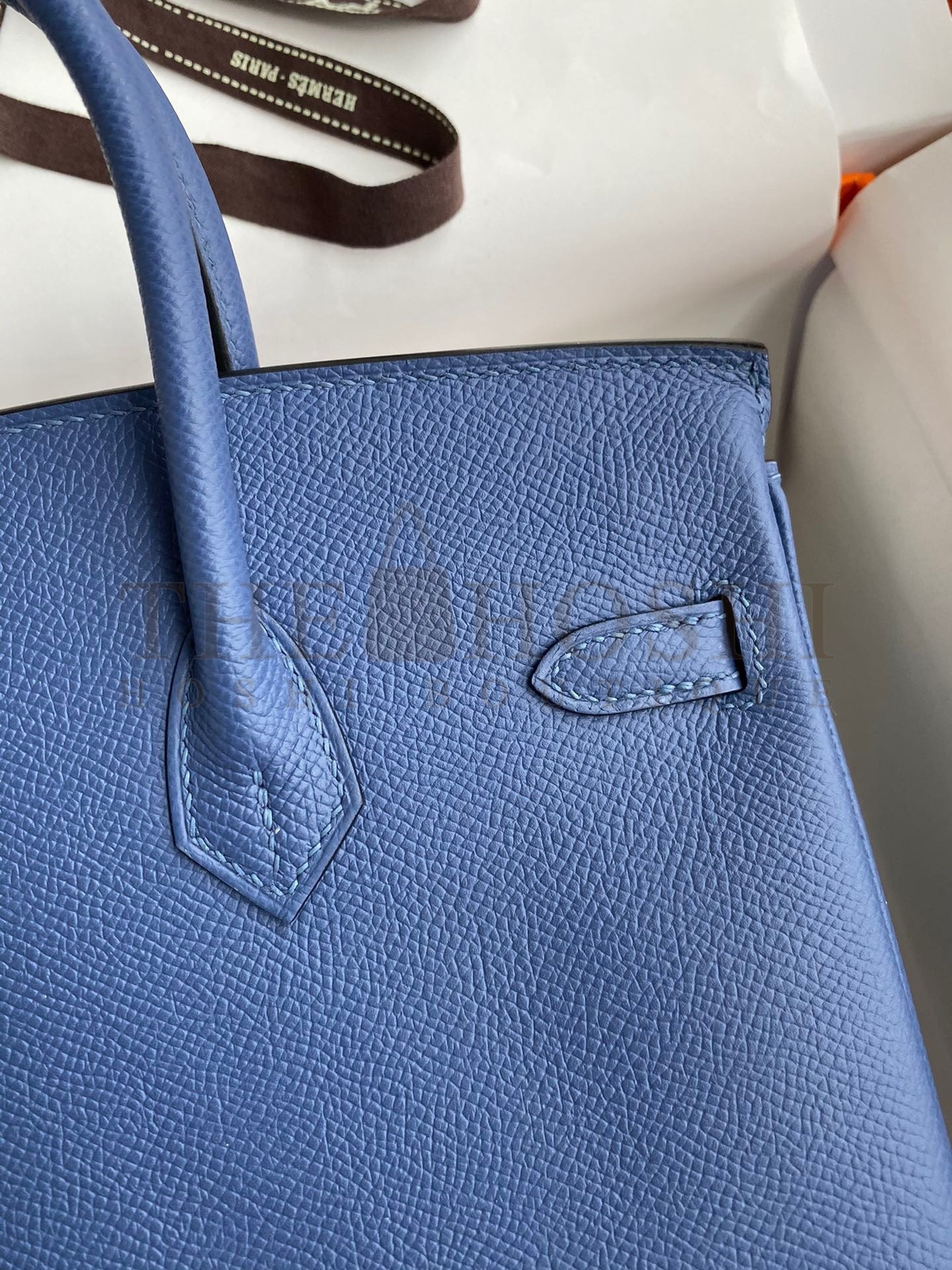 H**me5 Birkin 25 Retourne Handmade Bag In Blue Agate Epsom Calfskin Master Quality