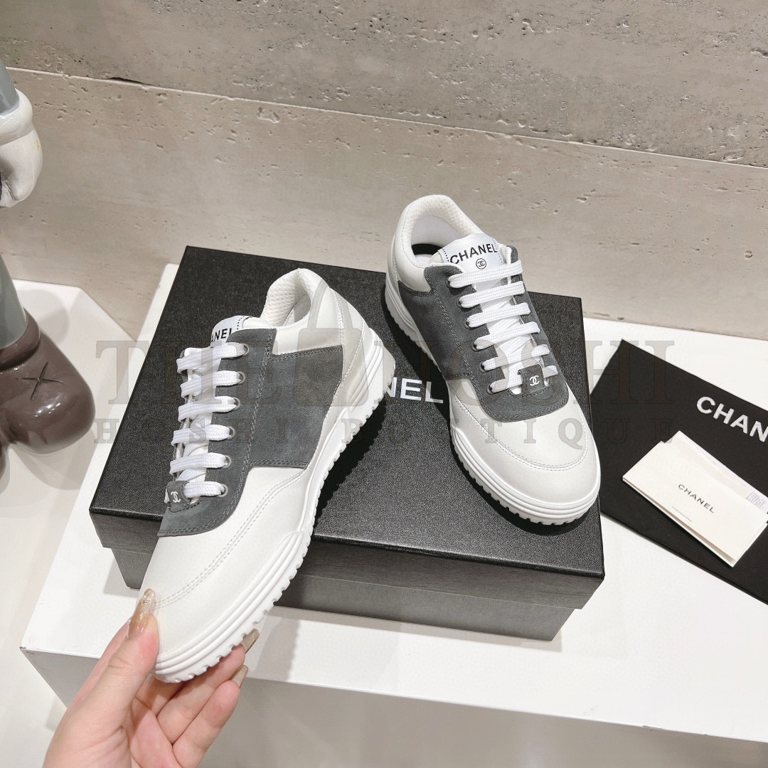 Ch**el WHITE AND GREY SNEAKERS Master Quality