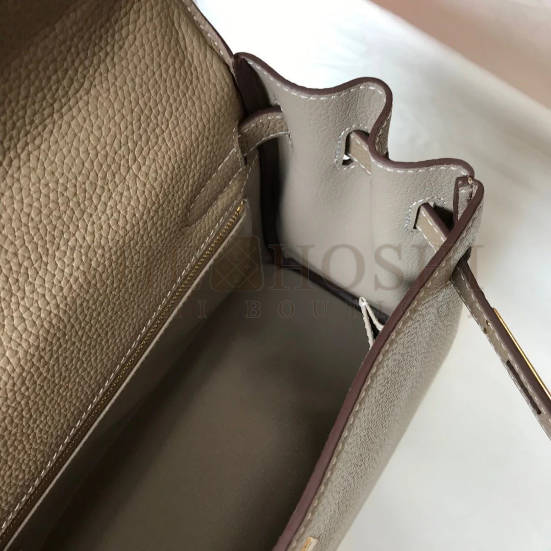 H**me5 Kelly 25cm Retourne Bag in Tourterelle Clemence Leather GHW Master Quality