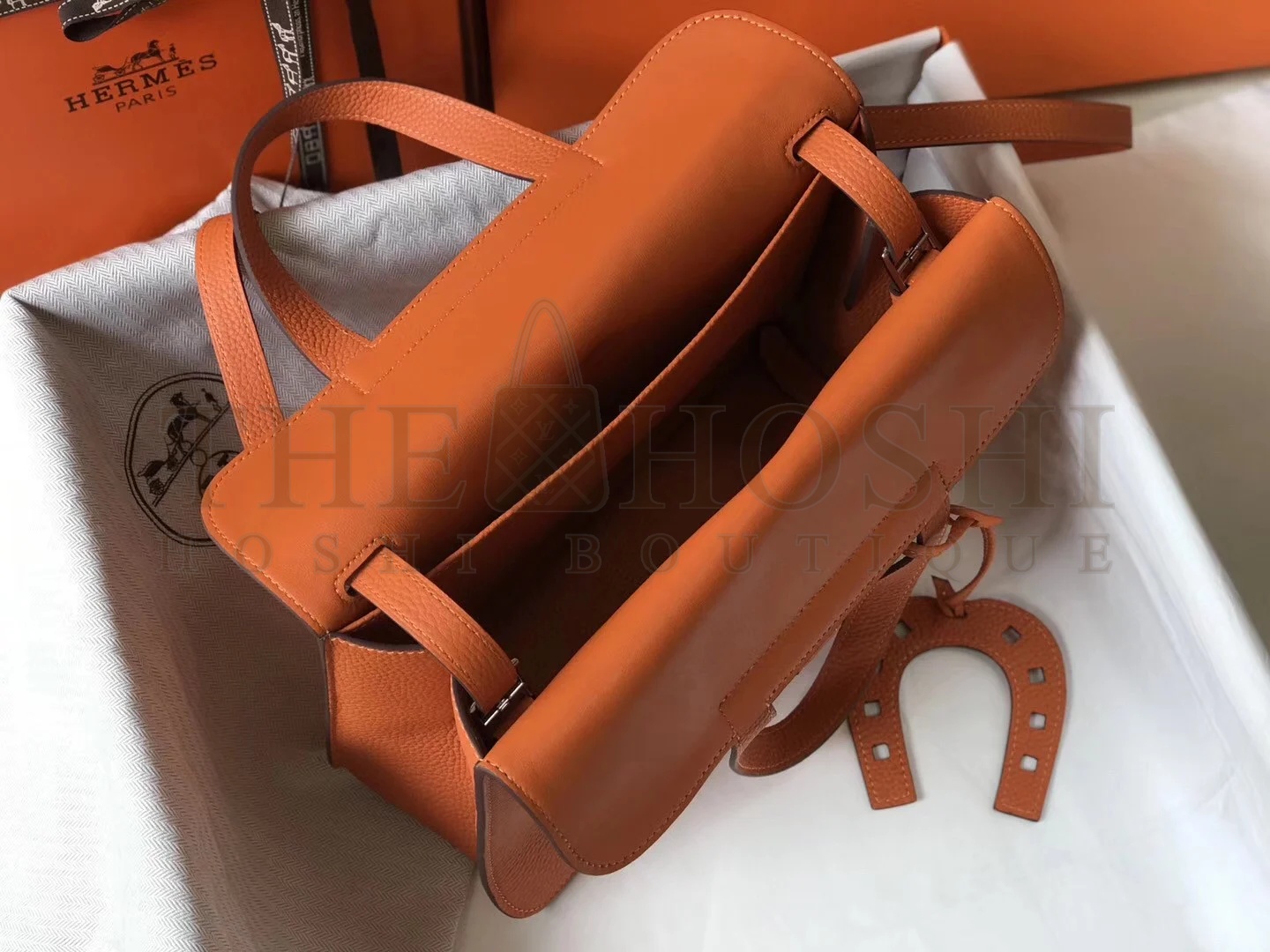 H**me5 Halzan 31cm Bag In Orange Clemence Leather Master Quality