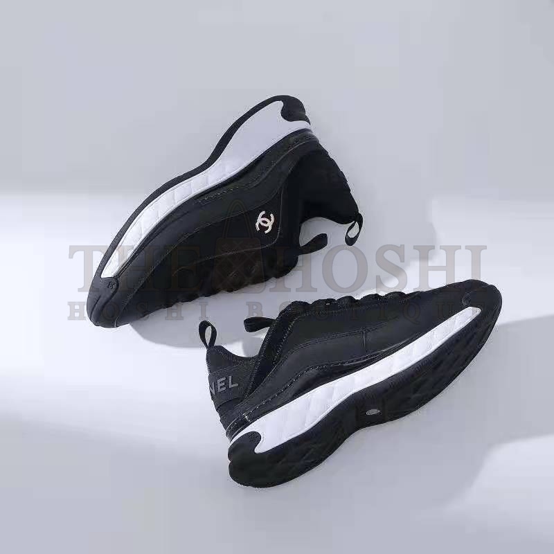 Ch**el Women Sneakers in Velvet Calfskin & Mixed Fibers 1 cm Heel-Black Master Quality