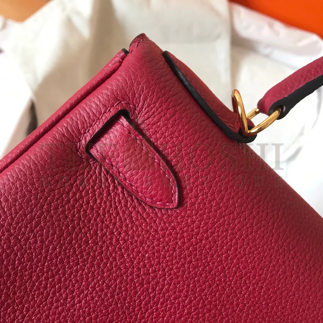 H**me5 Kelly Retourne 28 Handmade Bag In Ruby Clemence Leather Master Quality