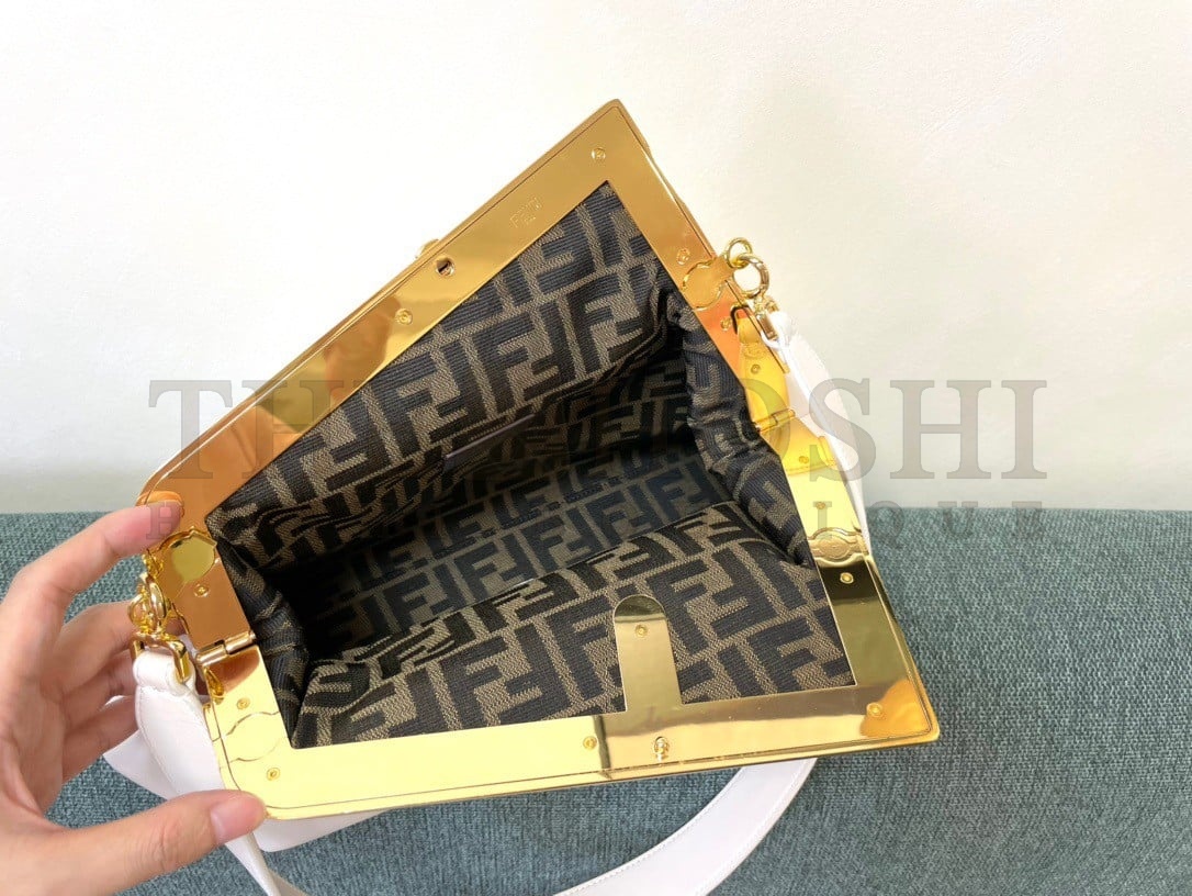 F**di First Medium Bag In White Nappa Leather Master Quality