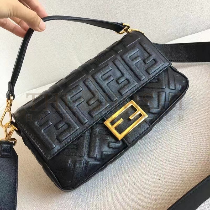 F**di Women Baguette Chain Mini Black Nappa Leather Bag Master Quality