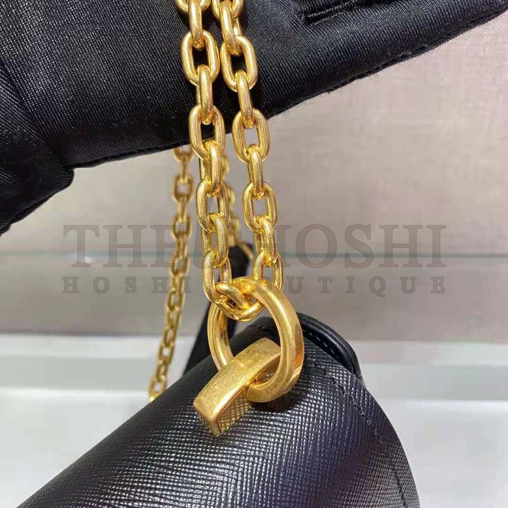 Pra*a Women Saffiano Leather Shoulder Bag-Black Master Quality