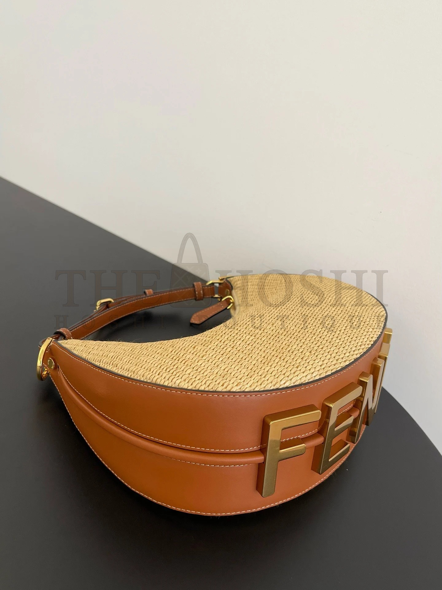 F**di F**digraphy Small Hobo Bag in Natural Raffia Master Quality