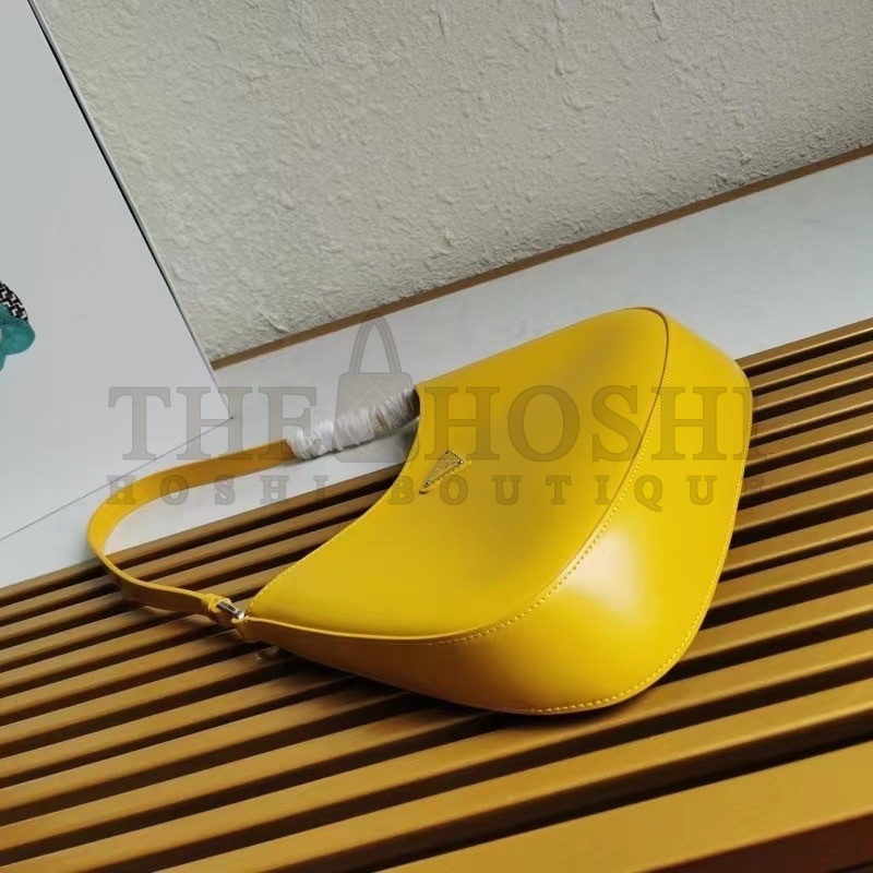 Pra*a Cleo Shoulder Small Bag In Yellow Brushed Leather Master Quality