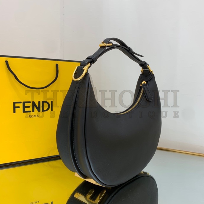 F**di Women F**digraphy Small Black Leather Bag-Black size:24.5 cm Master Quality
