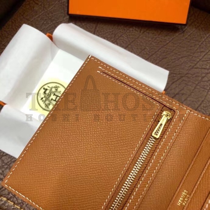 H**me5 Bearn Compact Wallet In Gold Epsom Leather Master Quality