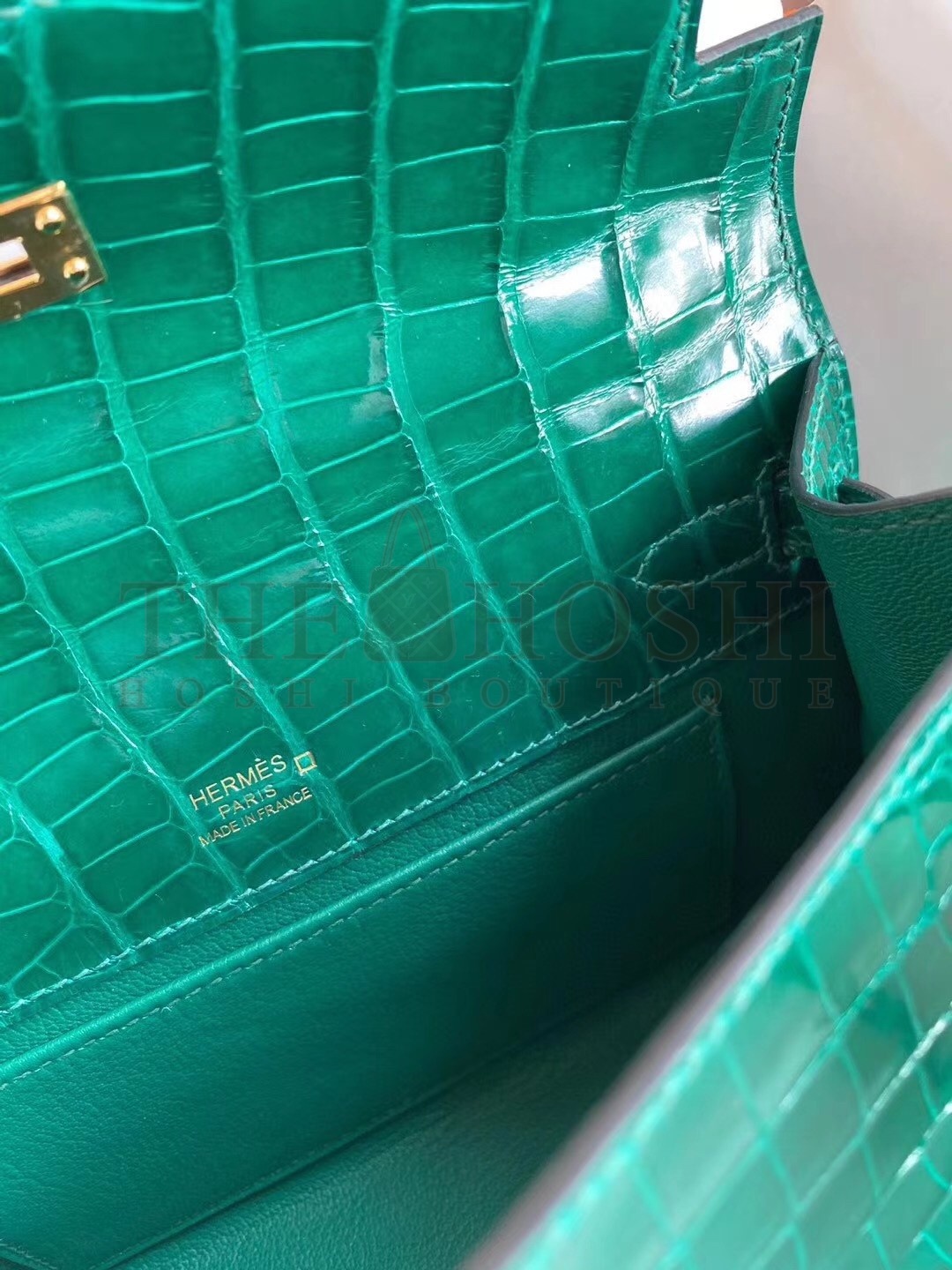 H**me5 Green Shiny Alligator Crocodile Kelly Pochette Bag Master Quality