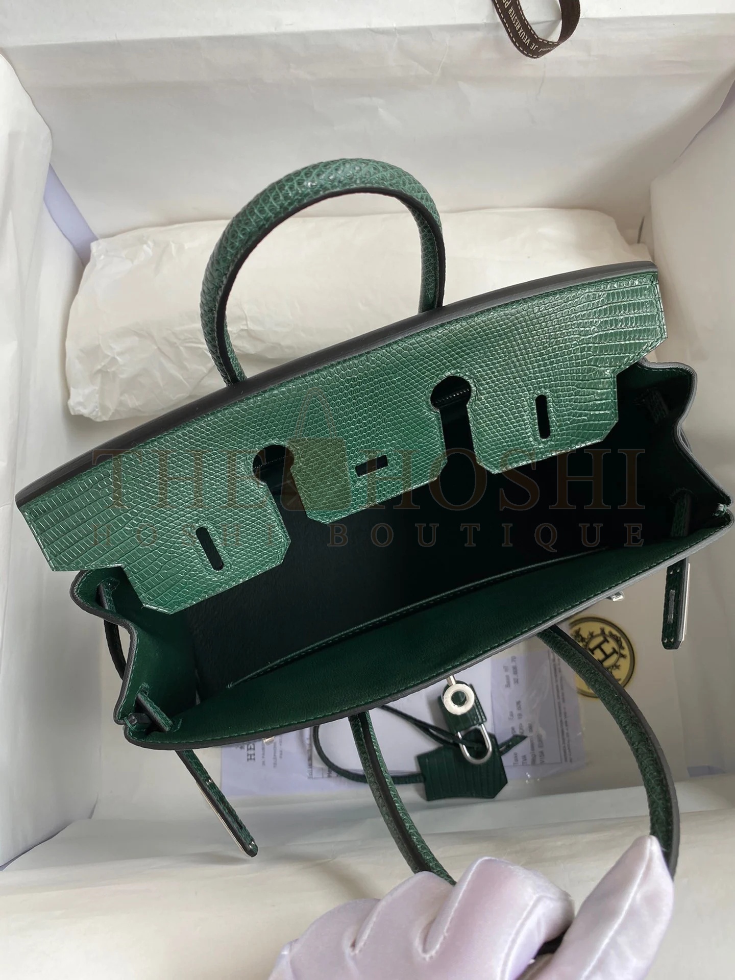 H**me5 Birkin 25 Retourne Handmade Bag In Malachite Lizard Leather Master Quality