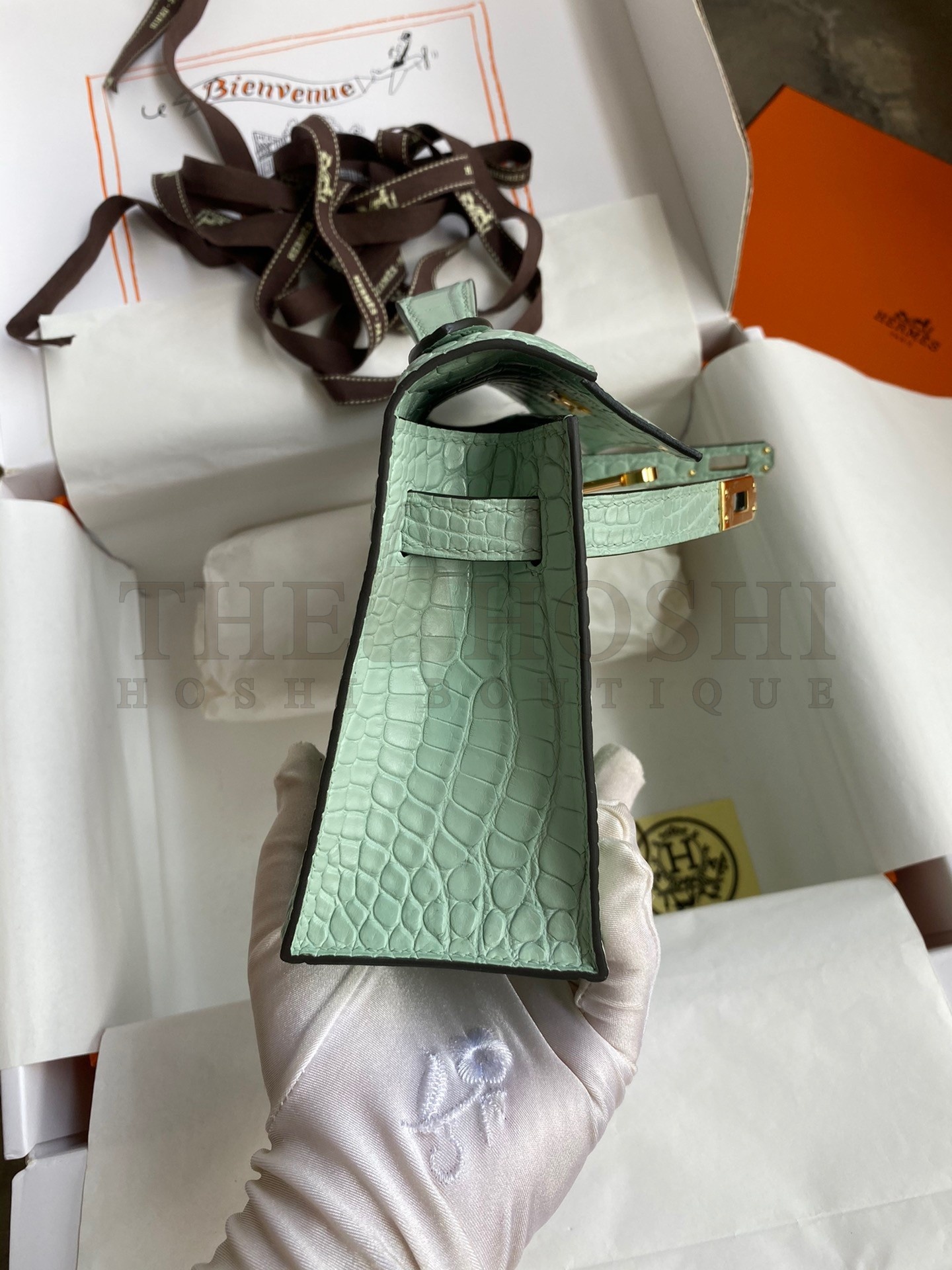 H**me5 Kelly Pochette Handmade Bag In Vert D