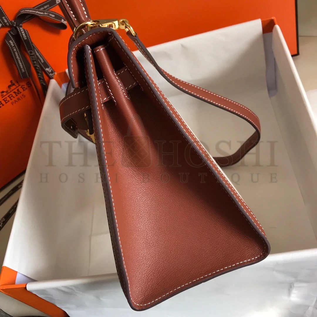 H**me5 Kelly 28cm Bag In Canvas With Barenia Leather Master Quality